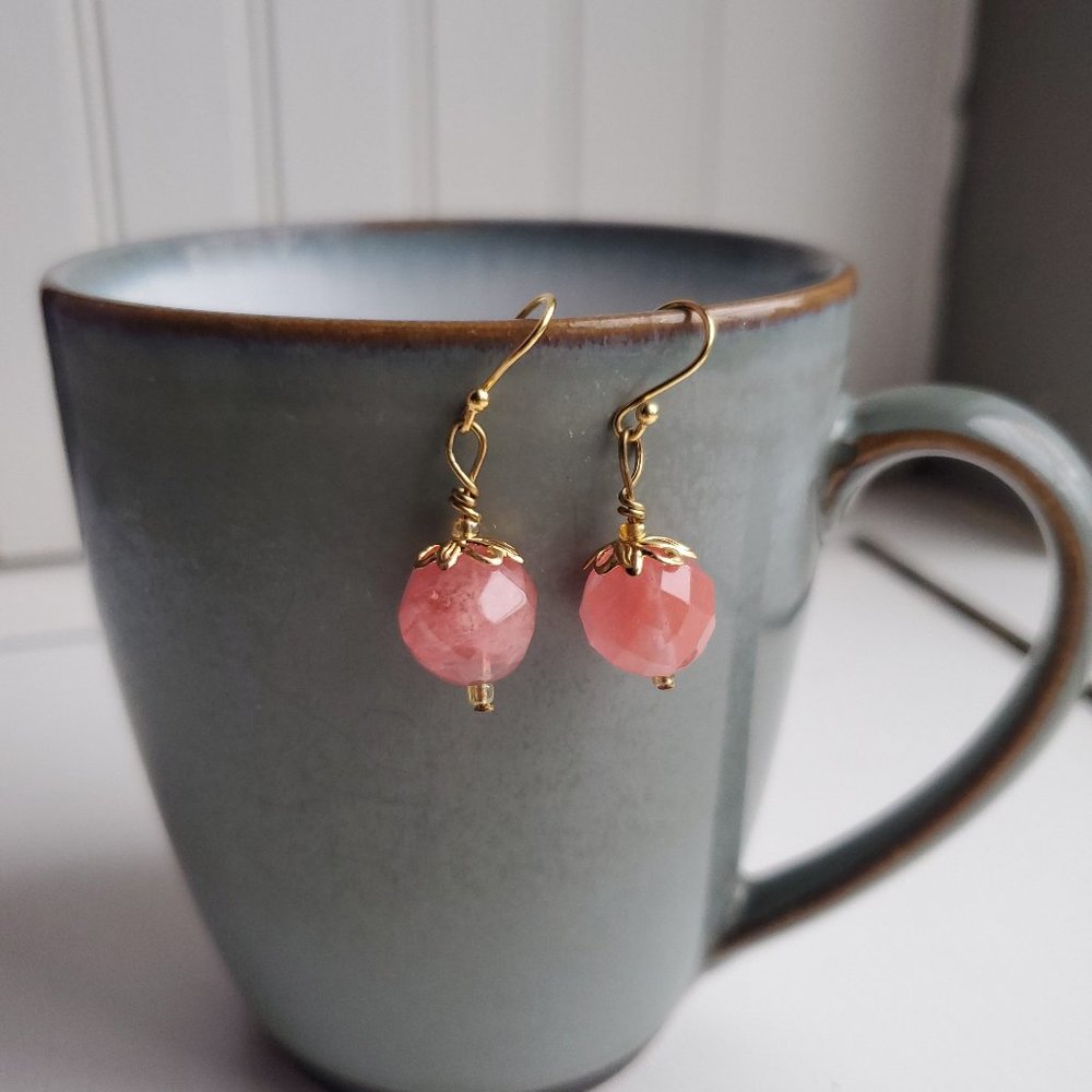 Handmade peach and gold earrings